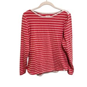 Fat Face Red and White Striped Long Sleeve Shirt - Size 10